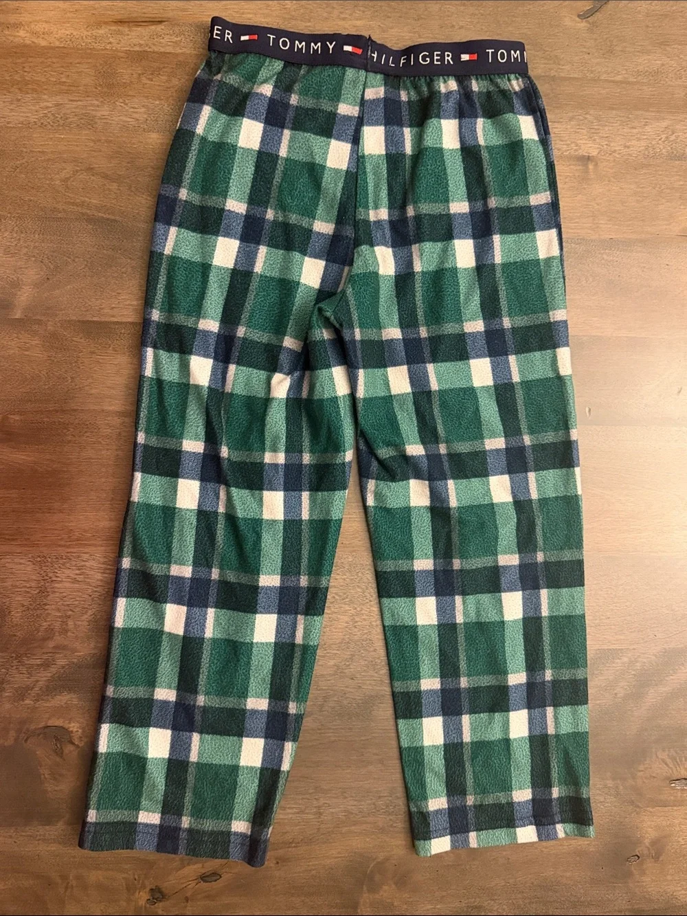 Tommy Hilfiger Kids Green and Navy Plaid Fleece Pajama Bottoms